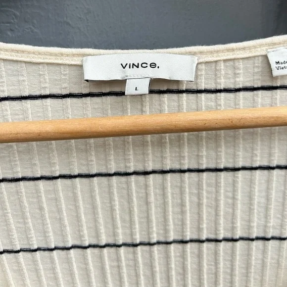 Vince Ribbed Striped Tee, Large - Picture 6 of 7